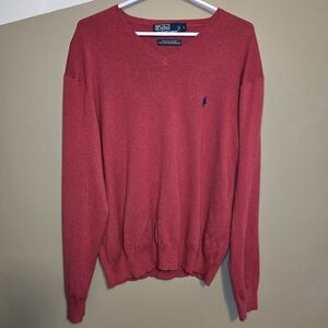 POLO by Ralph Lauren Men's V-neck Longsleeve Sweater Size Large Pima Vintage
